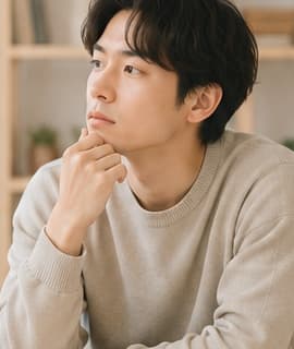 誰かの紹介を待っている真剣な男性