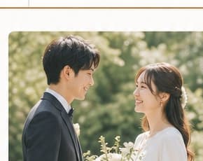 結婚式で見つめ合うカップル